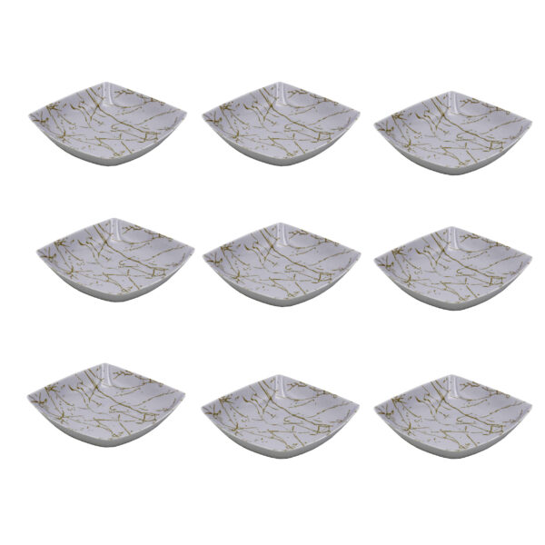 White Melamine Dinnerware Bowl Set, Dishwasher Safe - Model Marble (Set of 6)