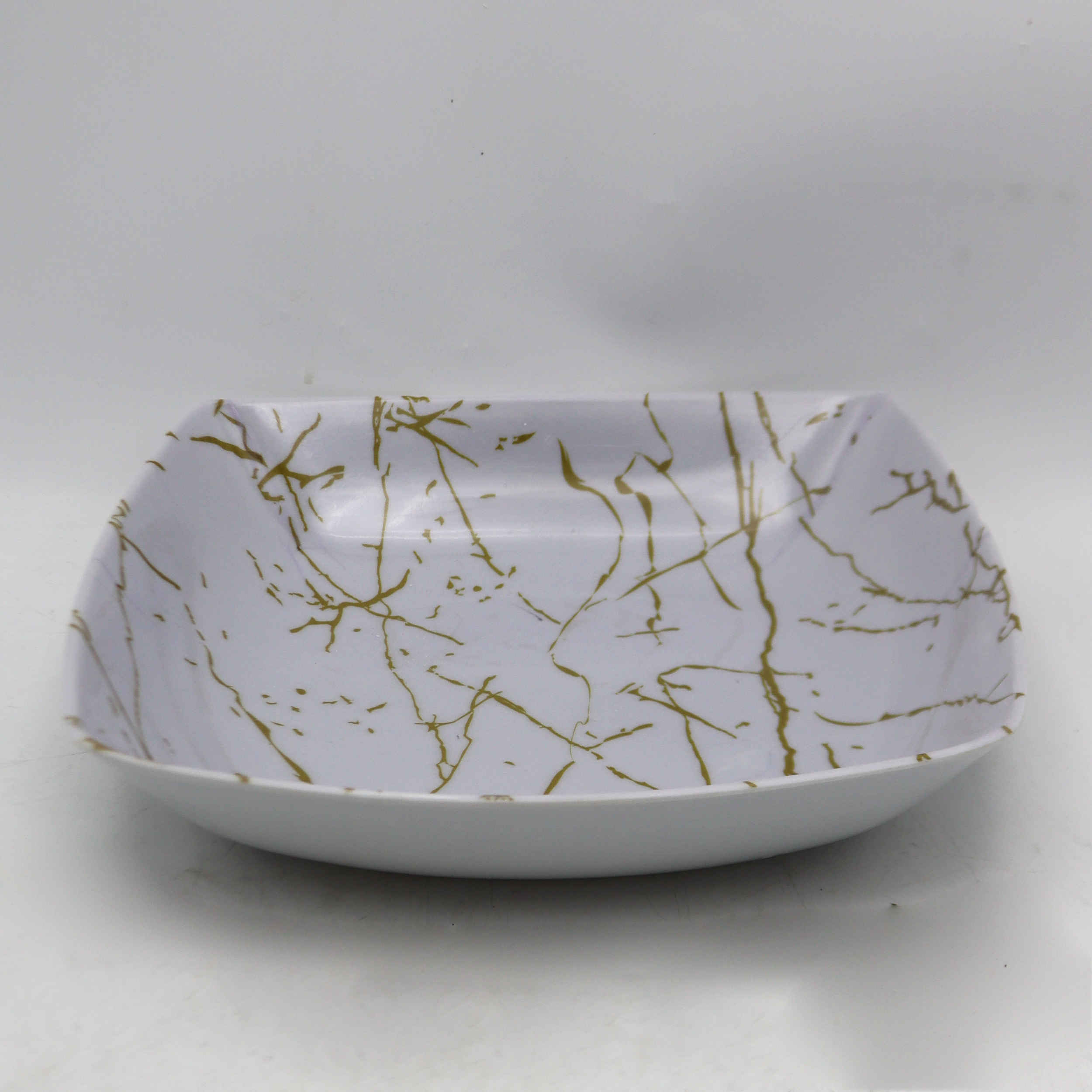 White Melamine Dinnerware Bowl Set, Dishwasher Safe – Model Marble (Set of 6)