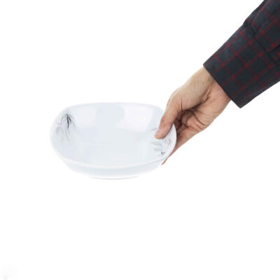 White Melamine Dinnerware Bowl Set, Dishwasher Safe – Model Kasra (Set of 6)