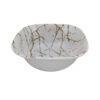 White Melamine Dinnerware Bowl Set, Square Shape - Marble Design (Set of 6)