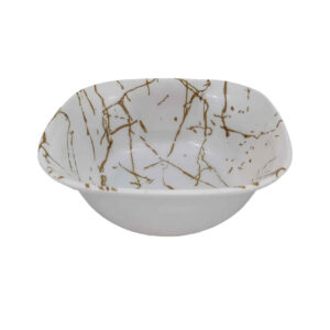 White Melamine Soup Bowl Set Square Shape Marble Design (x6)