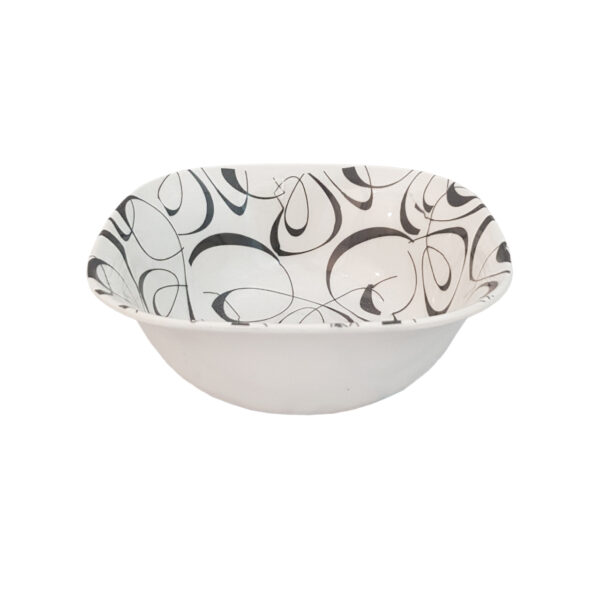 White Melamine Dinnerware Bowl Set, Square Shape - Model Ghasedak (Set of 6)