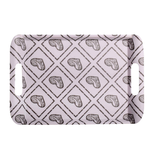 White Melamine Serving Tray with Handle Lightweight Heart Design