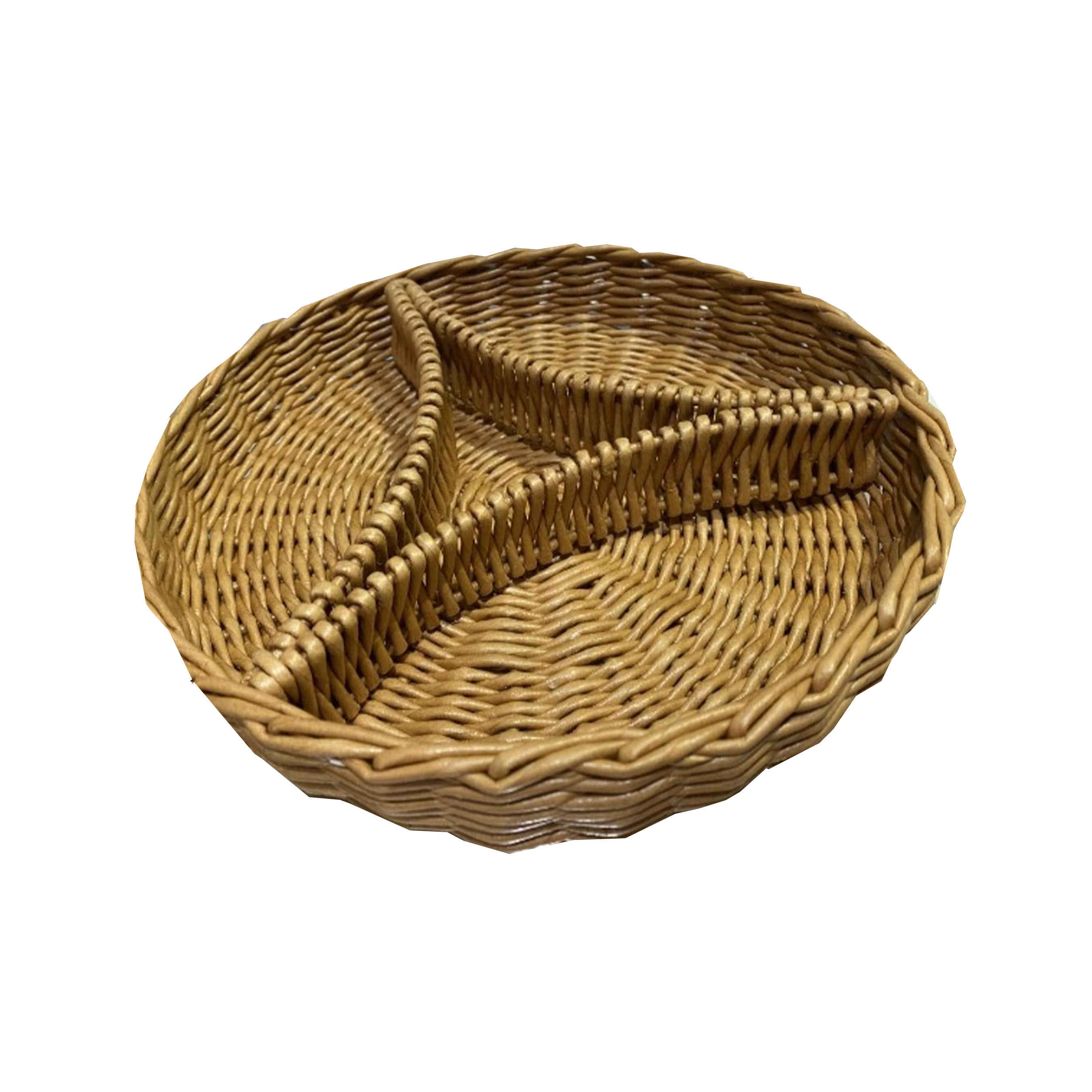 Natural Wicker Basket Handwoven with Four Compartments
