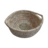 Persian Handwoven Palm Leaf Storage Basket with Handle