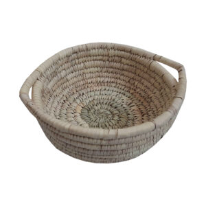 Wicker Basket Handwoven with Palm Leaves Featuring Handle