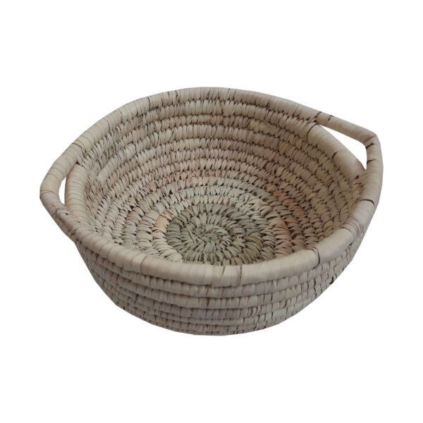Persian Handwoven Palm Leaf Storage Basket with Handle