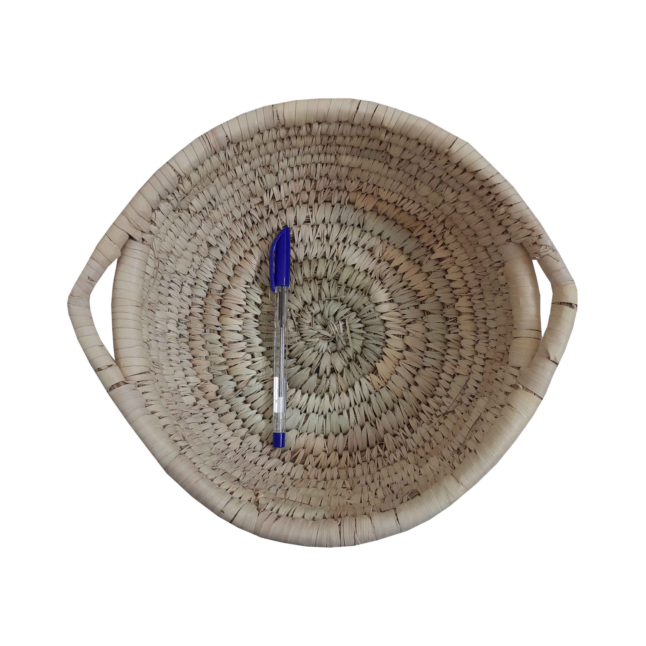 Persian Handwoven Palm Leaf Storage Basket with Handle