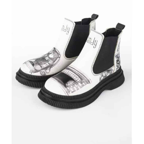 Graffiti Print Chelsea Boots – Synthetic Leather for Women