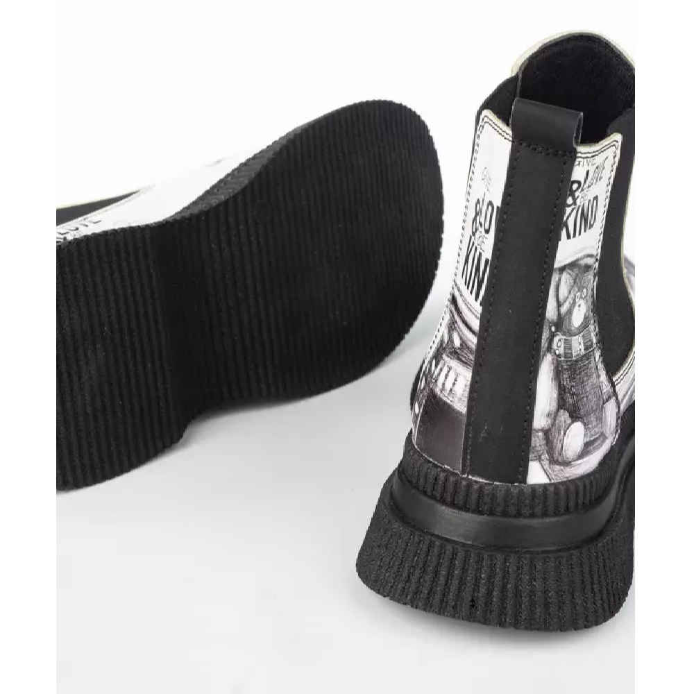 Graffiti Print Chelsea Boots – Synthetic Leather for Women