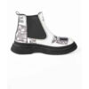 Graffiti Print Chelsea Boots – Synthetic Leather for Women