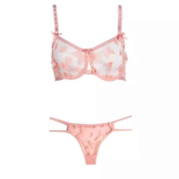 Lingerie Set Bra & Thong for Women Chic Butterfly-Designed