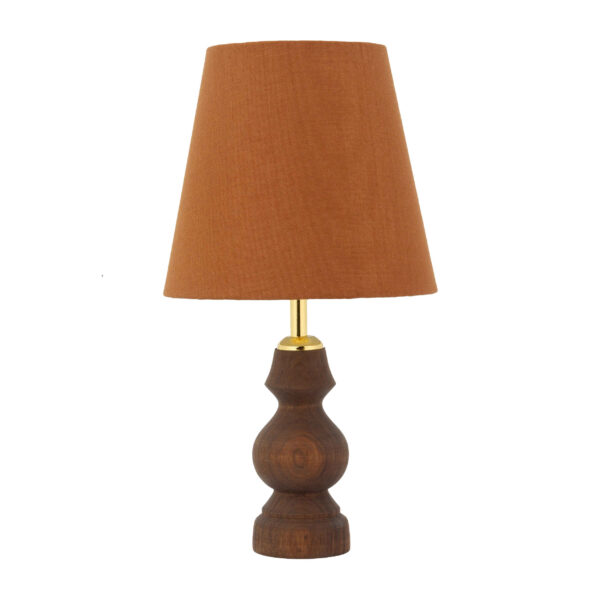 Accent Wooden Table Lamp With Tapered Shade Shape Handcrafted Rana
