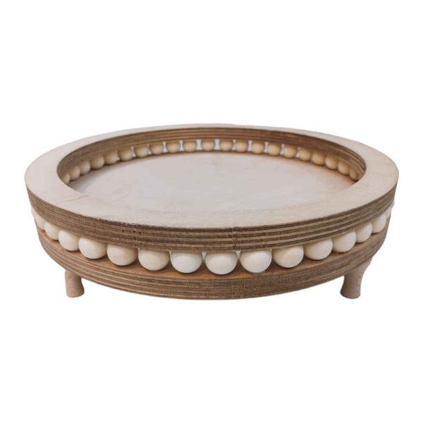 Round Wooden Serving Tray with Base – Ideal for Hosting & Serving