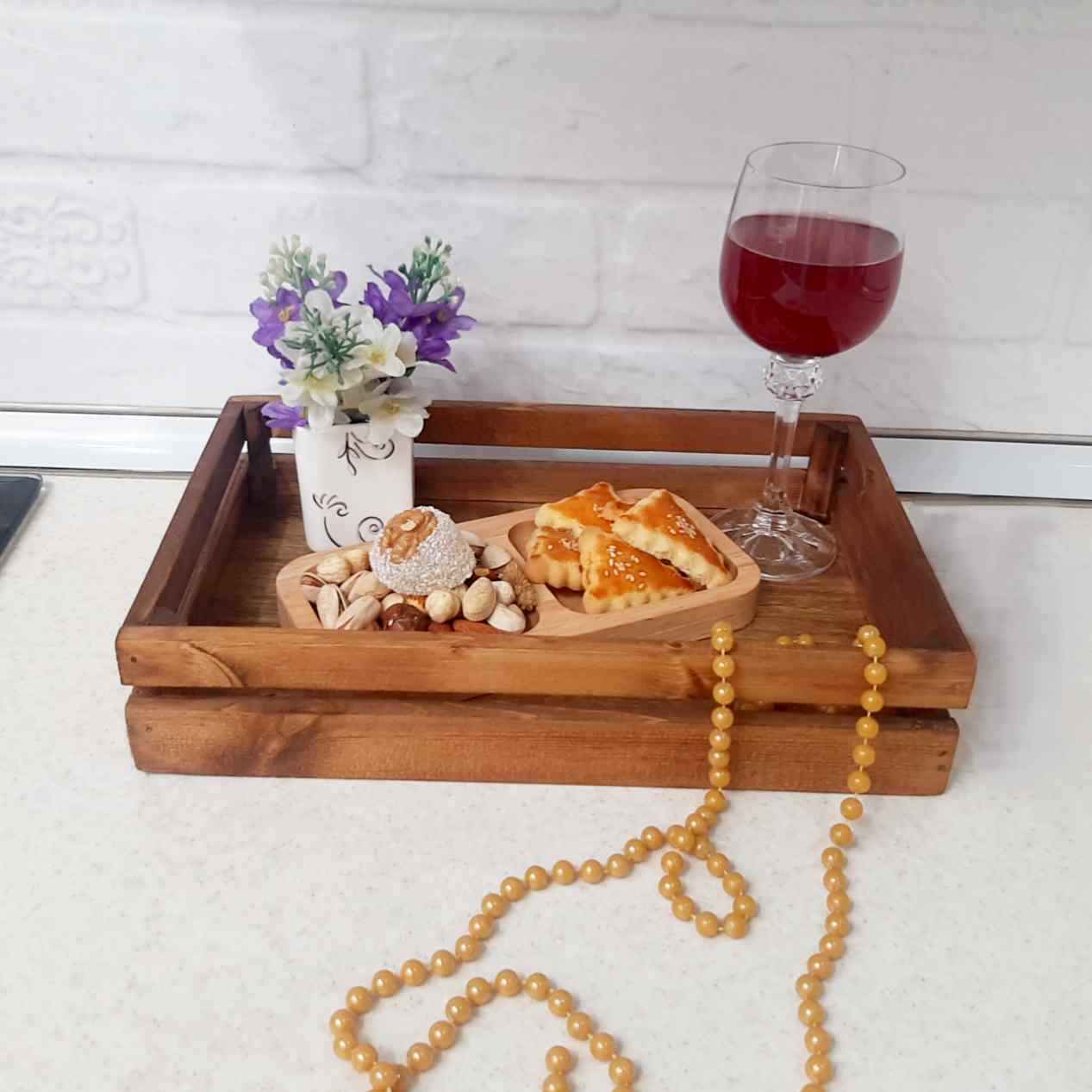 Rustic Wooden Tray with Border – Model Soha