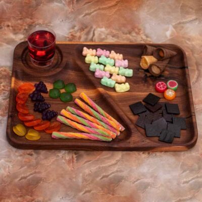 Three-Section Wooden Tray – Model Snacks | Great for Appetizers & More