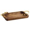 Wooden Tray with Golden Flower Handles – Elegant & Functional
