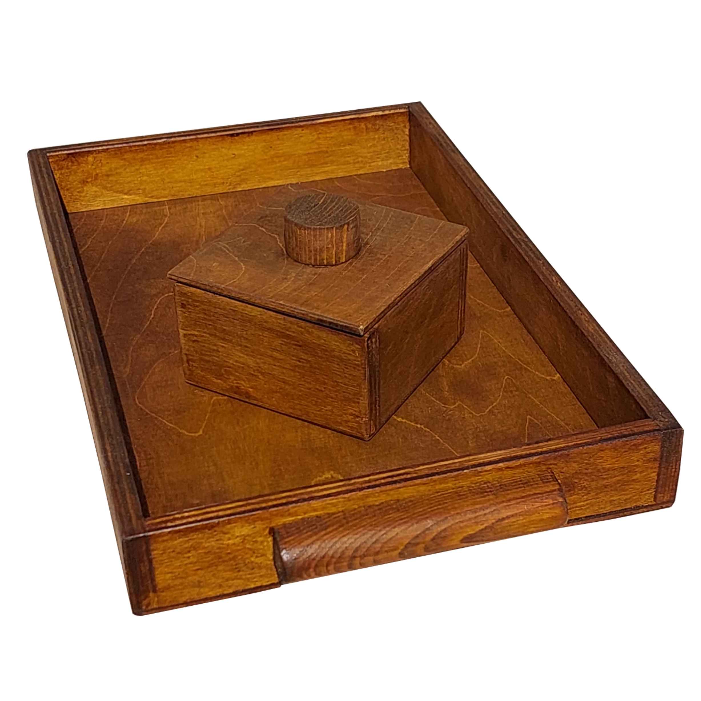 Wooden Serving Tray with Handle & Sugar Bowl – Perfect for Tea Time
