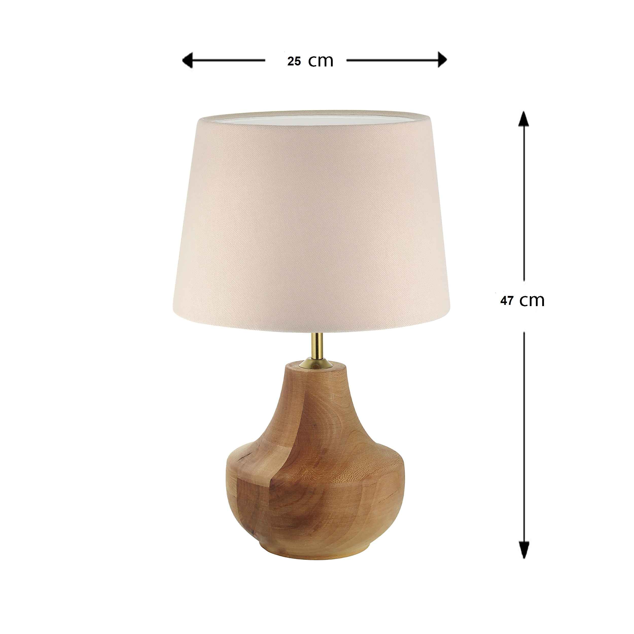 Accent Wooden Table Lamp With Fabric Lampshade Farsam