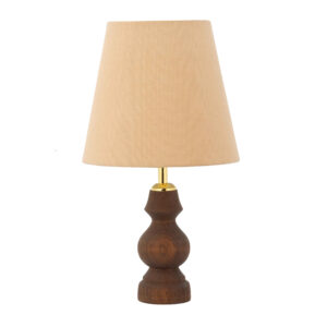 Wooden Table Lamp With Fabric Lampshade Rustic Style