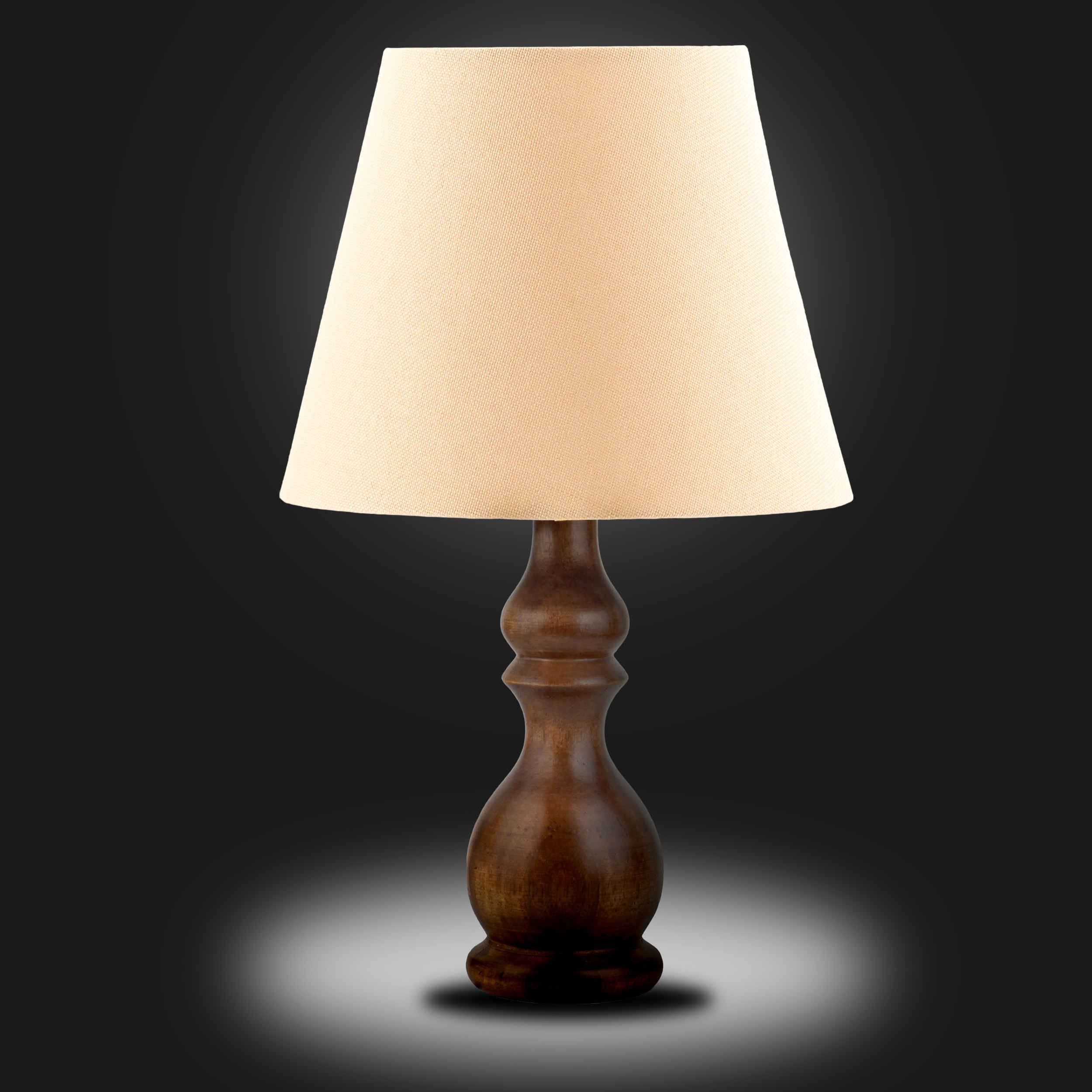 Accent Wooden Table Lamp With Fabric Lampshade Chobi