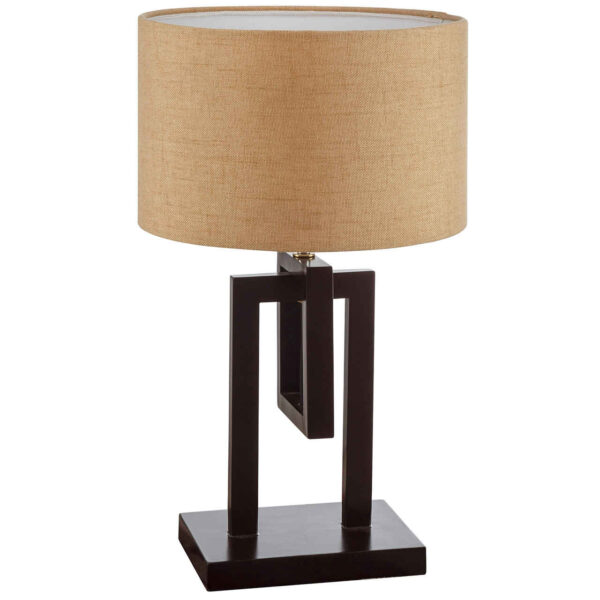 Accent Wooden Table Lamp With Fabric Lampshade Nour