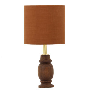 Wooden Table Lamp With Fabric Lampshade Rustic Style Model Ziba