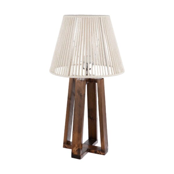 Accent Wooden Table Lamp With Macrame Lampshade