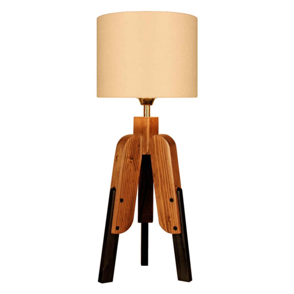 Accent Wooden Table Lamp With Round Lampshade Masina