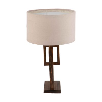 Accent Wooden Table Lamp With Fabric Lampshade