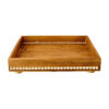 Decorative Wooden Serving Tray with Pearl Beads & Base