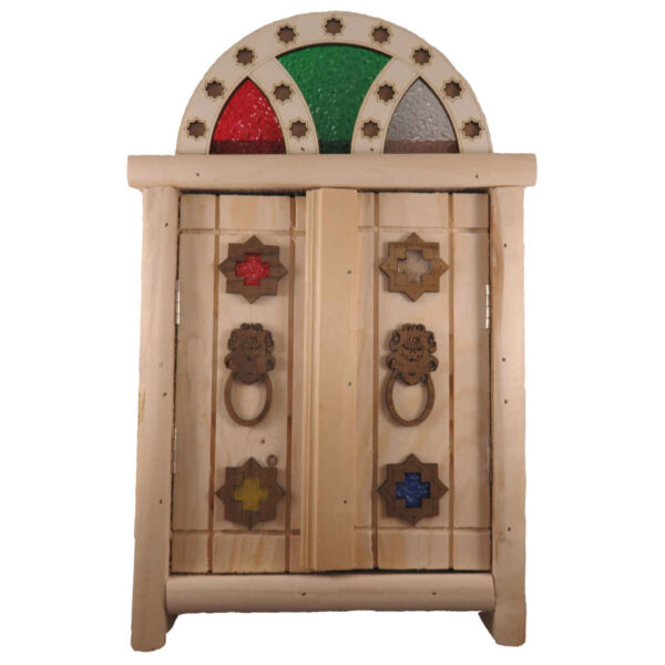 Handcrafted Persian Wooden Wall Key Holder with Traditional Style Door Design