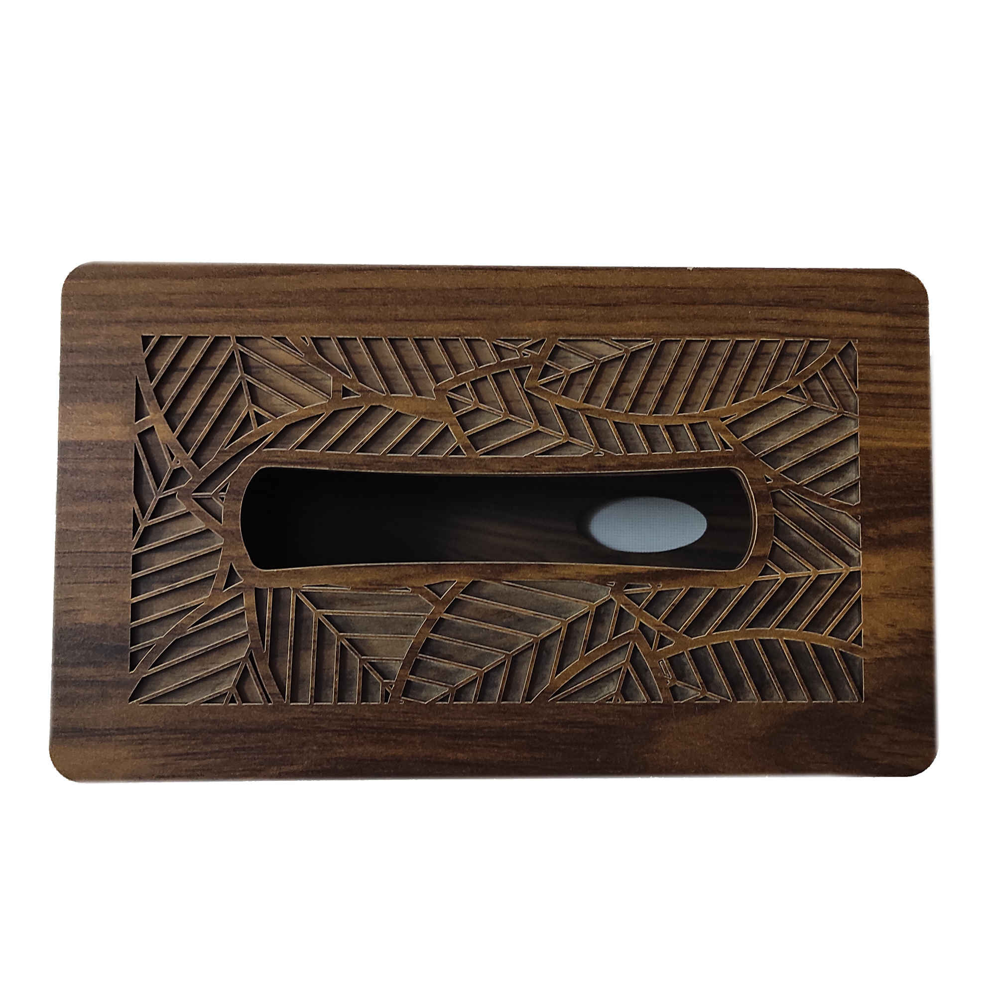 Wooden Waste Basket & Tissue Box Set – Leaf Design