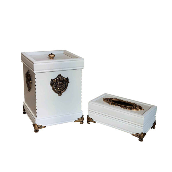 Wooden Waste Basket & Tissue Box Set - Rasta