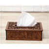 Wooden Waste Basket & Tissue Box Set - Traditional Design