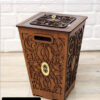 Wooden Waste Basket & Tissue Box Set - Traditional Design