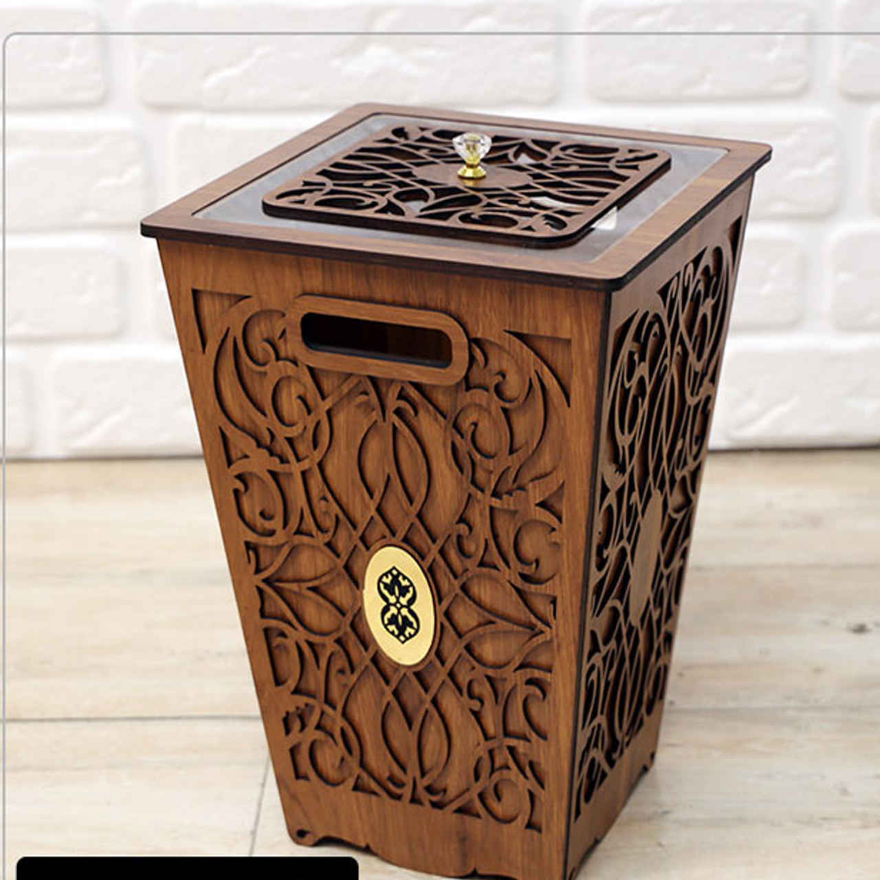 Wooden Waste Basket & Tissue Box Set – Traditional Design