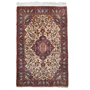 Persian Rug with Wool Hand-Knotted in Bijar Geometric Red