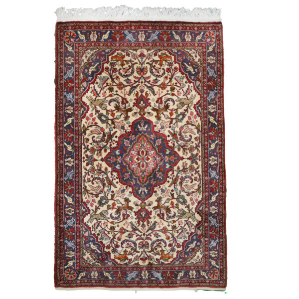 Persian Carpet with Wool Hand-Knotted in Bijar Geometric Red