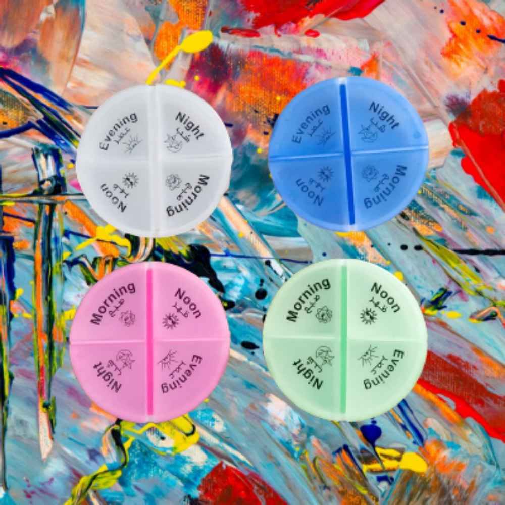 Pill Organizer with 4 Daily Compartments and Farsi Labels