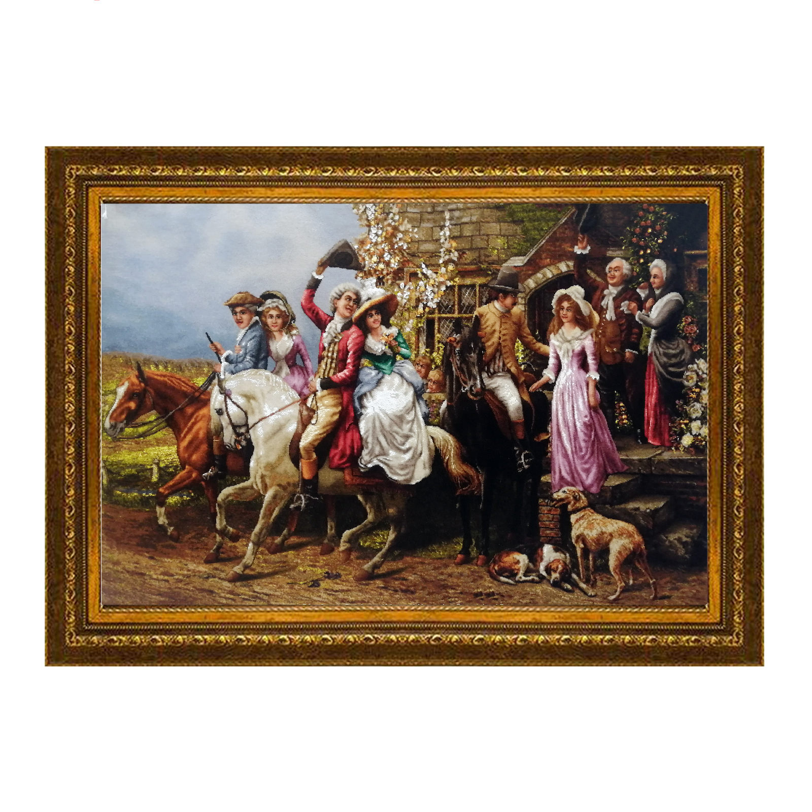 Hand-Knotted Persian Pictorial Rug from Tabriz Depicting Alfred William Strutt a Lassie & her Laddie