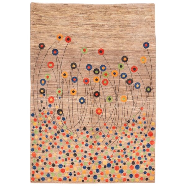 Artisanal Persian Gabbeh Wool Rug Handwoven in Fars Floral