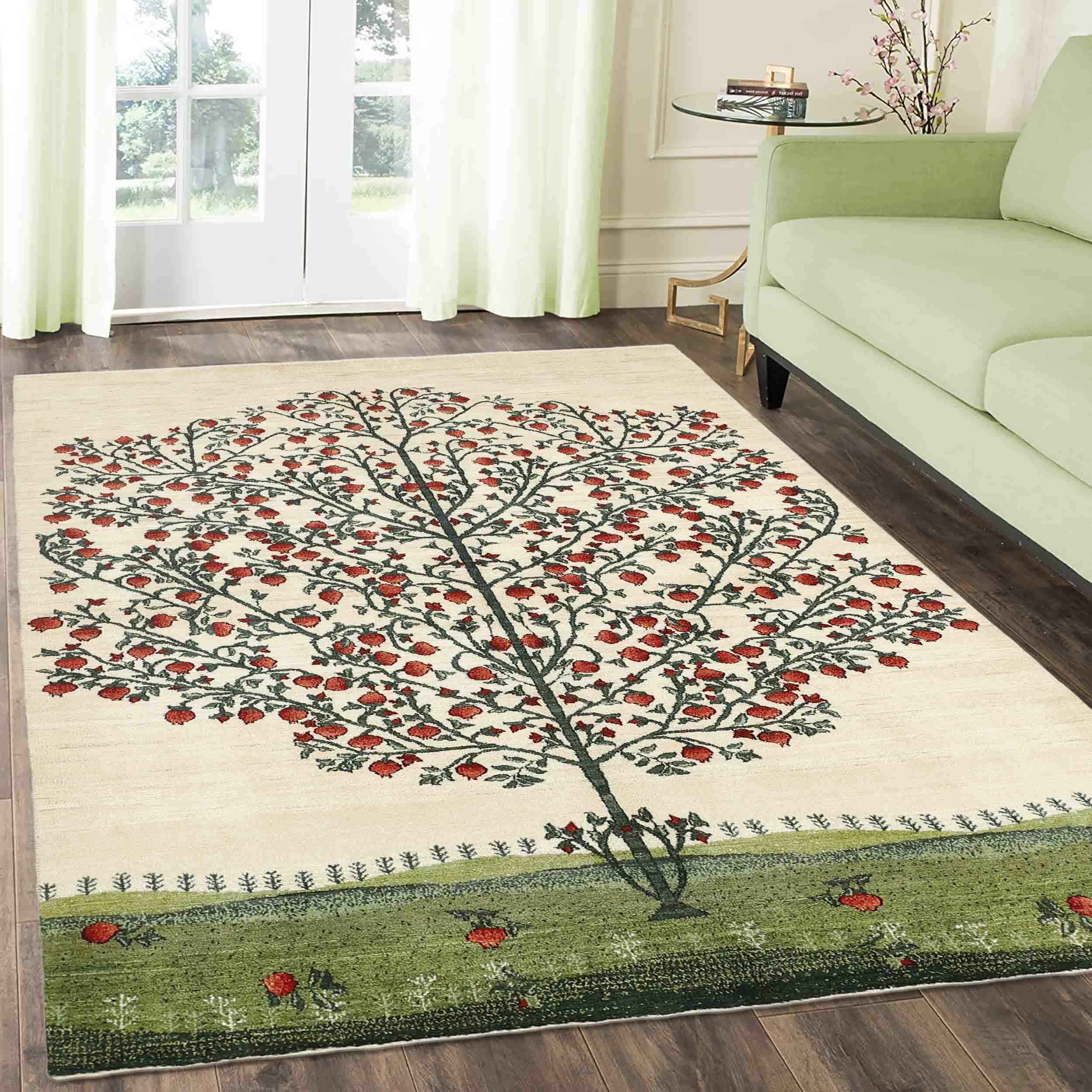 Persian Gabbeh Wool Rug Handwoven in Shiraz Tree