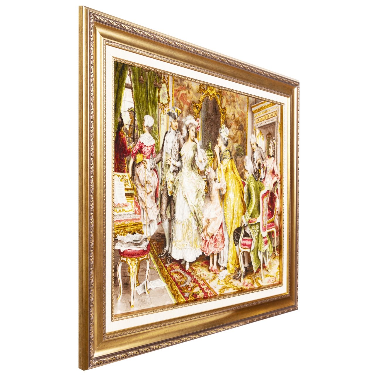 Hand-Knotted Persian Pictorial Rug from Tabriz Depicting Arturo Ricci L’attesa