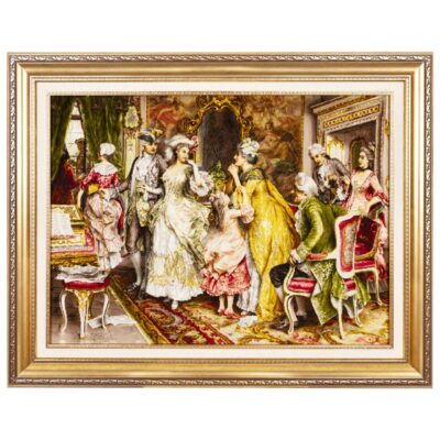 Hand-Knotted Persian Pictorial Rug from Tabriz Depicting Arturo Ricci L’attesa