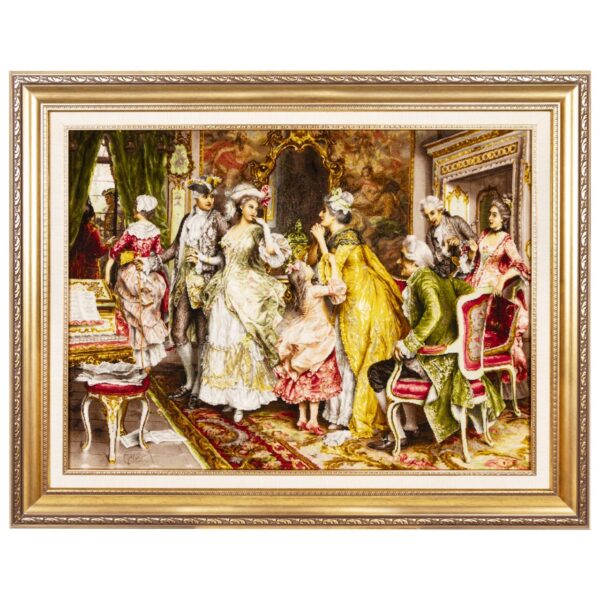 Hand-Knotted Persian Pictorial Rug from Tabriz Depicting Arturo Ricci L'attesa