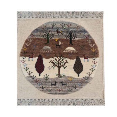 Authentic Persian Gabbeh Wool Rug Handwoven in Fars Tree Motifs