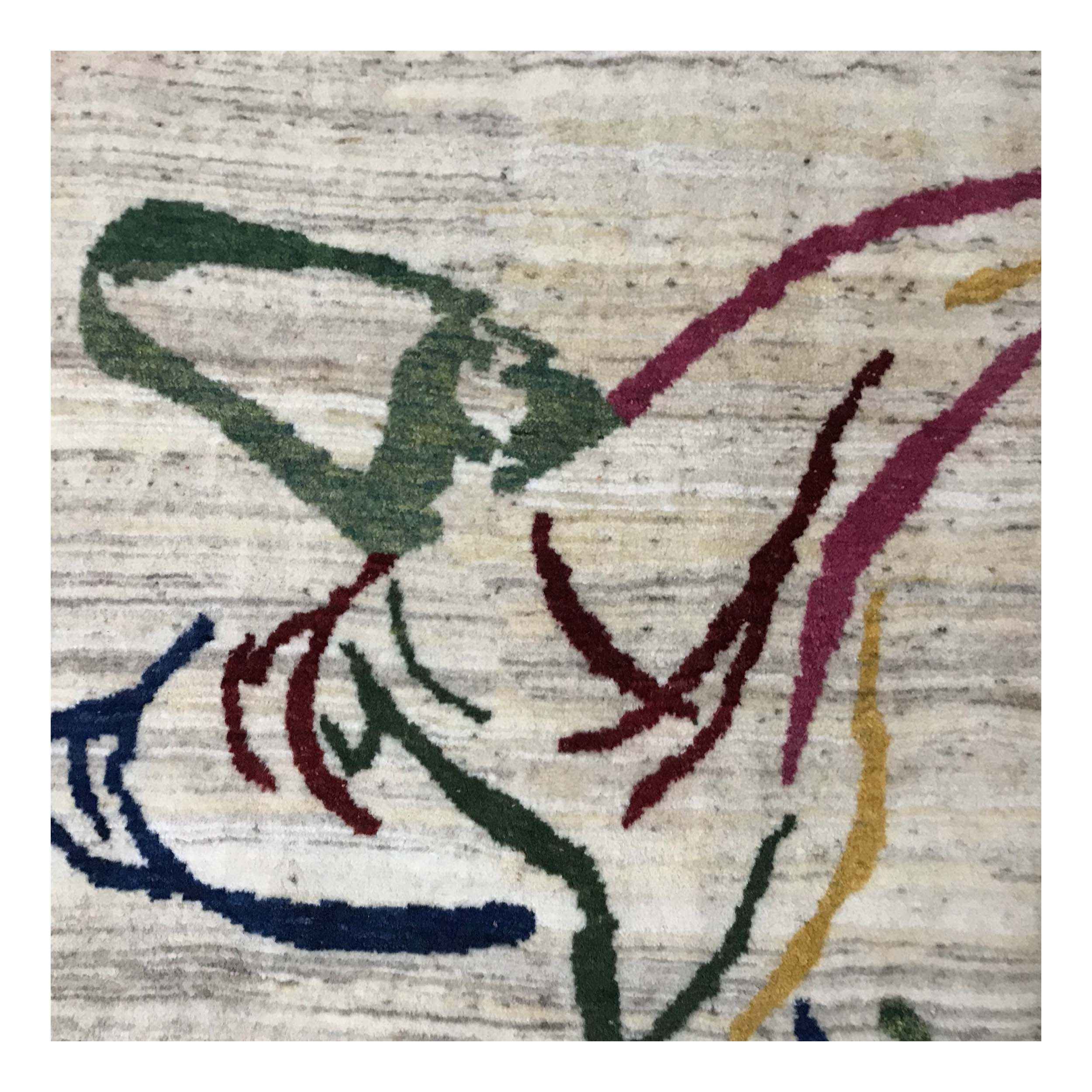 Persian Gabbeh Wool Rug Handwoven in Fars whirling dervish