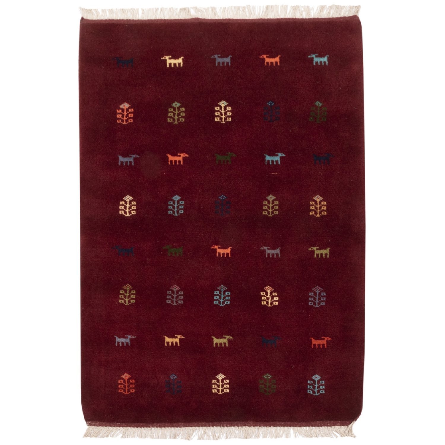 Authentic Genuine Persian Gabbeh Wool Rug Handwoven with Animal Motifs