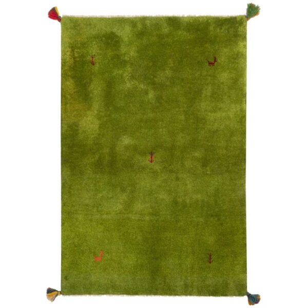 Authentic Persian Gabbeh Wool Rug Handwoven in Fars Green